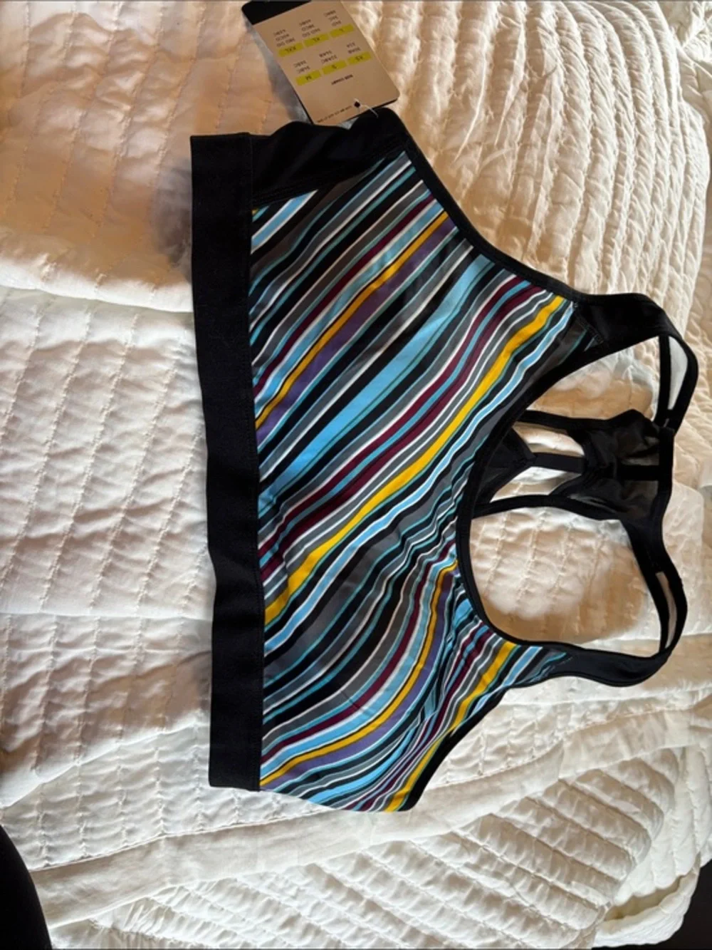 Champion Duo Dry Power core compression Striped Racerback Sports Bra NWT XXL